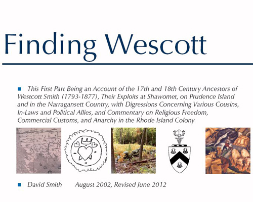 Click this image to open a PDF of Finding Wescott, some of the story behind why a guy named Smith names his business Wescott Music 